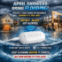 Flooded home and business during heavy April rain with water sensor device for protection