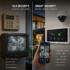 Comparison of an outdated analog security system with a CRT monitor versus a modern smart security system featuring a touchscreen control panel and mobile app integration.