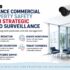 High-resolution video surveillance camera installed on commercial building exterior