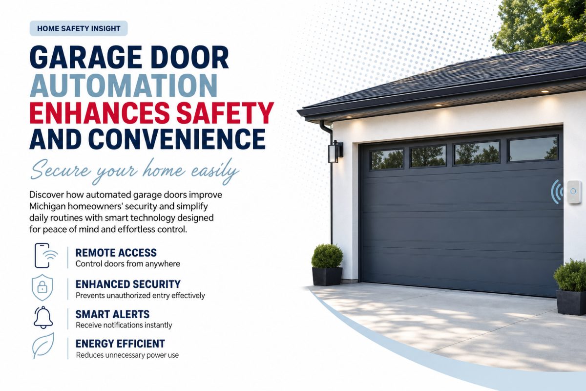 Smart garage door keypad installed outside a Michigan home